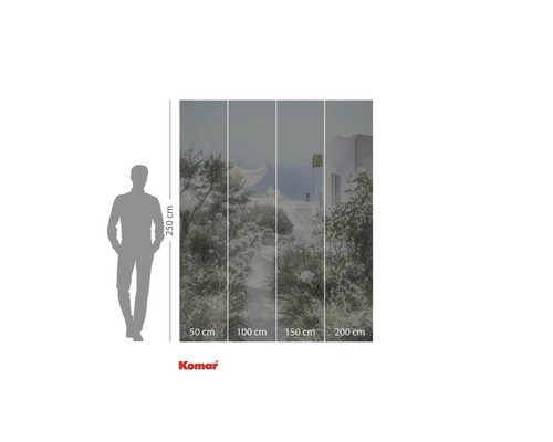 Komar fototapeta s motivem středomořské zahrady a údaji o velikosti.