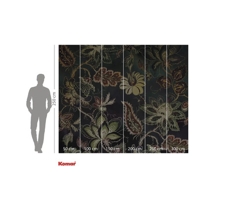 Fototapeta s květinovým vzorem a údaji o velikosti.