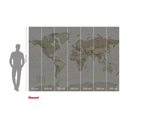Mapa světa jako fototapeta s rozměry