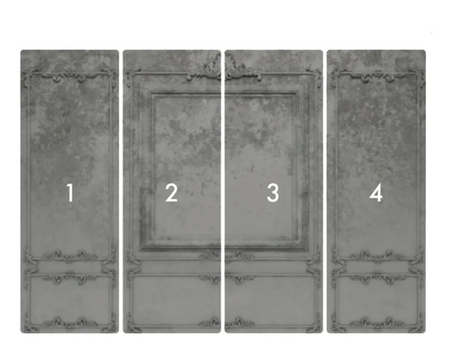 Čtyřdílná fototapeta se štukovými ornamenty a rámy