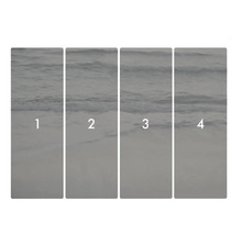 Foto tapeta s motivem moře, skládající se ze čtyř dílů, očíslovaných od jedné do čtyř.