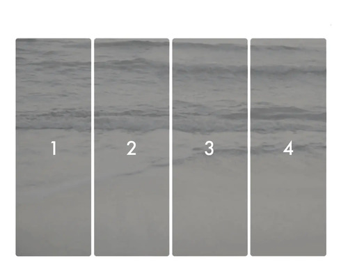 Foto tapeta s motivem moře, skládající se ze čtyř dílů, očíslovaných od jedné do čtyř.
