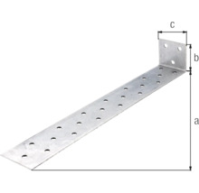 Kovový úhelník s otvory a rozměry