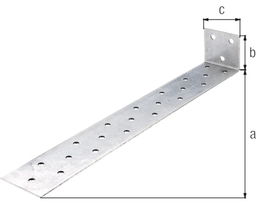 Kovový úhelník s otvory a rozměry