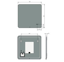 Technický nákres zrcadla o rozměrech 800 x 800 mm.