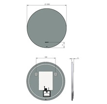 Technický nákres kulatého zrcadla o rozměrech 1000 mm v průměru a 44 mm hloubky