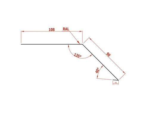 Technický nákres profilu s rozměry a úhly