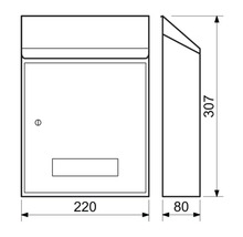 Technický nákres poštovní schránky s rozměry