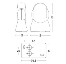 Technický výkres držáku s rozměry