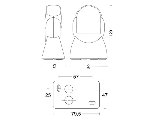 Technický výkres držáku s rozměry