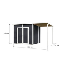 Dřevěný zahradní domek s pultovou střechou a rozměry