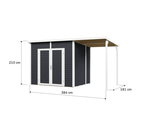 Dřevěný zahradní domek s pultovou střechou a rozměry