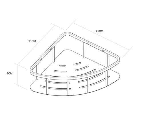 Rohová police o rozměrech 21 x 21 x 8 cm