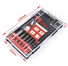 Sada vrtáků s různými vrtáky v průhledné plastové krabičce značky Rattfield