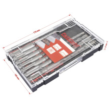 Sada vrtáků v průhledném plastovém obalu s údaji o velikosti