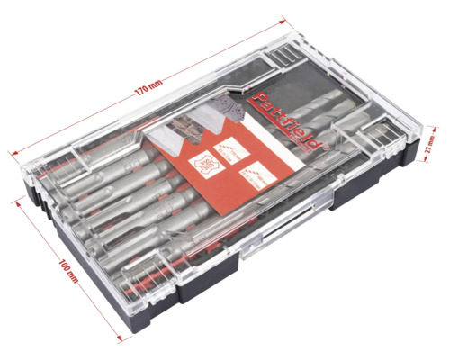 Sada vrtáků v průhledném plastovém obalu s údaji o velikosti