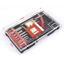 Sada vrtáků do dřeva Pattfield různých velikostí v plastovém boxu