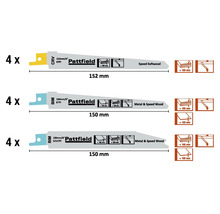 Sada pilových listů Pattfield pro dřevo a kov, různé velikosti, 12 kusů