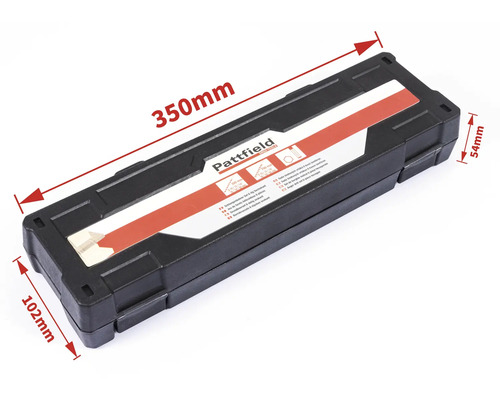 Logo Pattfield Kufr na nářadí o rozměrech 350 mm délka, 102 mm šířka a 54 mm výška