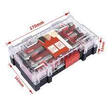 Sada Forstnerových vrtáků Pattfield s různými velikostmi v průhledné krabičce s rozměry