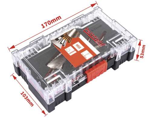 Sada nářadí Partfield v úložném boxu, rozměry 170 x 103 x 53 mm