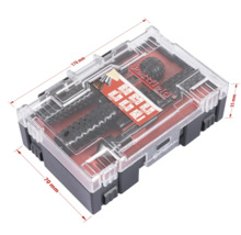 Sada nástrojů Pattfield v průhledné krabičce s údaji o velikosti