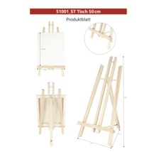 Dřevěný stolní malířský stojan o rozměrech maximálně 44 x 27,5 x 2,6 x 27 x 50 centimetrů