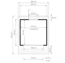 Půdorys s rozměry v centimetrech a metrech čtverečních