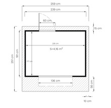 Půdorys s rozměry v centimetrech a metrech čtverečních