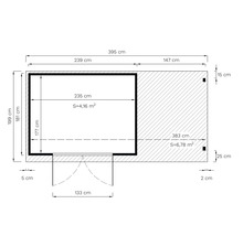 Půdorys s rozměry v centimetrech a plochami v metrech čtverečních