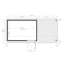 Půdorys zahradního domku s rozměry