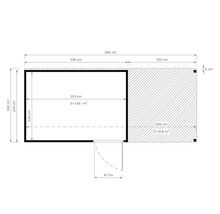 Půdorys zahradního domku s rozměry