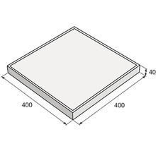 Čtvercová deska o rozměrech 400 krát 400 krát 40 milimetrů.