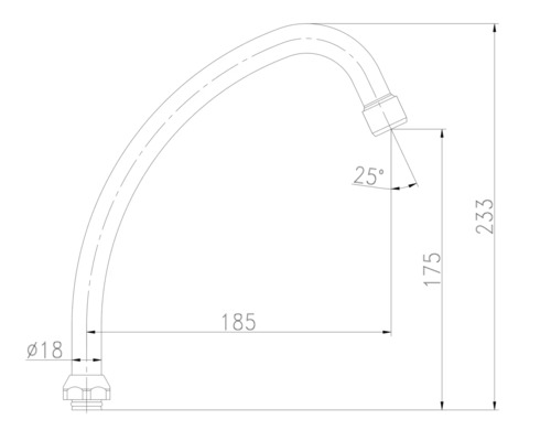 Technický výkres výtoku s rozměry
