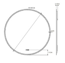 Technický výkres kulatého zrcadla o průměru 100 centimetrů a tloušťce 2,9 centimetrů
