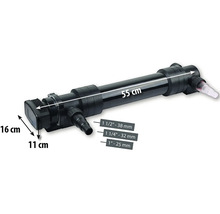 UV-C čistič vody o rozměrech 55 cm délka, 16 cm výška a 11 cm hloubka