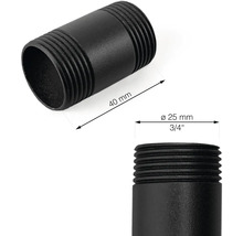 Černá závitová vsuvka, délka 40 mm a průměr 25 mm