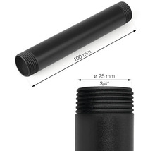 Černá závitová trubka o délce 100 mm a průměru 25 mm (3/4 palce)