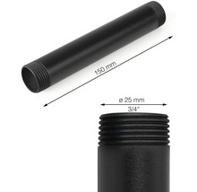 Černá trubka o průměru 25 mm a délce 150 mm