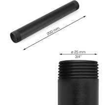 Černá ocelová trubka o průměru 25 mm a délce 200 mm