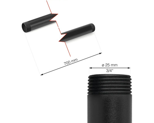 Obrázek zemního hrotu s rozměry 700 mm délky a 25 mm průměru