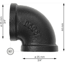 Litý ocelový trubkový oblouk 90 stupňů, průměr 25 mm