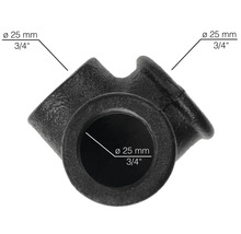 Černý litinový T-kus o průměru 25 mm