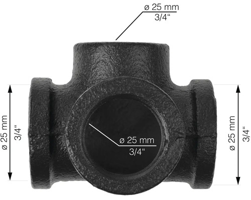 T-kus z litiny, průměr 25 mm