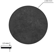 Kulatá těsnicí podložka o průměru 83 milimetrů a tloušťce 2,5 milimetru.