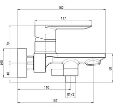 Technický výkres armatury s rozměry