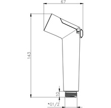 Technický výkres ruční sprchy s rozměry
