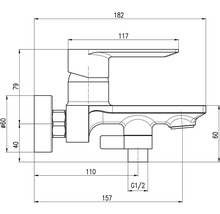 Technický nákres baterie s rozměry.
