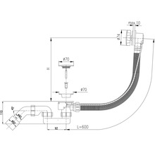Technický nákres sifonové sady s rozměry