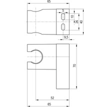 Technický výkres držáku s rozměry